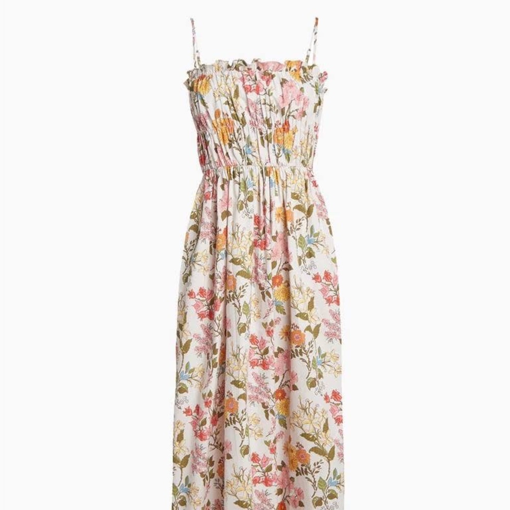 COCO SHOP SHIRRED MAXI DRESS IN MULTI FLORAL  XS